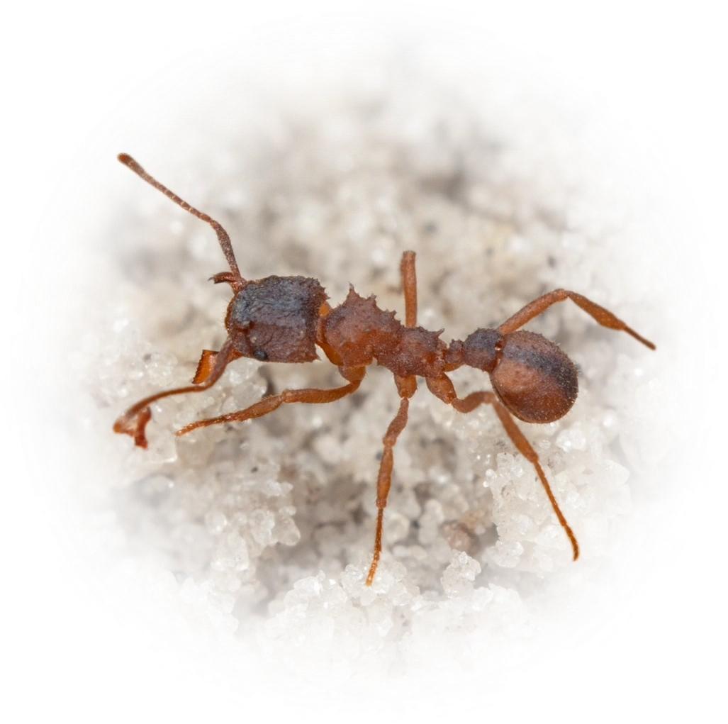 Scientific illustration of Trachymyrmex septentrionalis (Northern Fungus-farming Ant) - showing key identification features including head, thorax, and gaster.